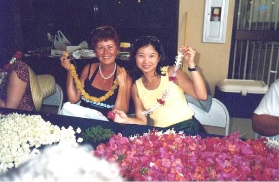leis.jpeg - Making leis with a friend